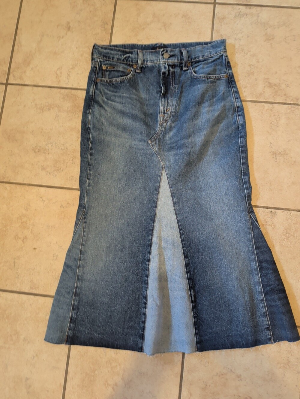 Women's Vintage Polo Ralph LaurenHigh-Waist Blue Denim Panel Skirt - Maxi